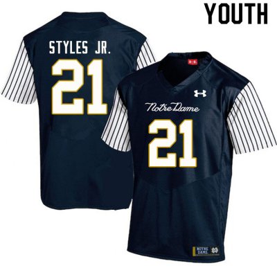 Notre Dame Fighting Irish Youth Lorenzo Styles Jr. #21 Navy Under Armour Alternate Authentic Stitched College NCAA Football Jersey CKC3699FA